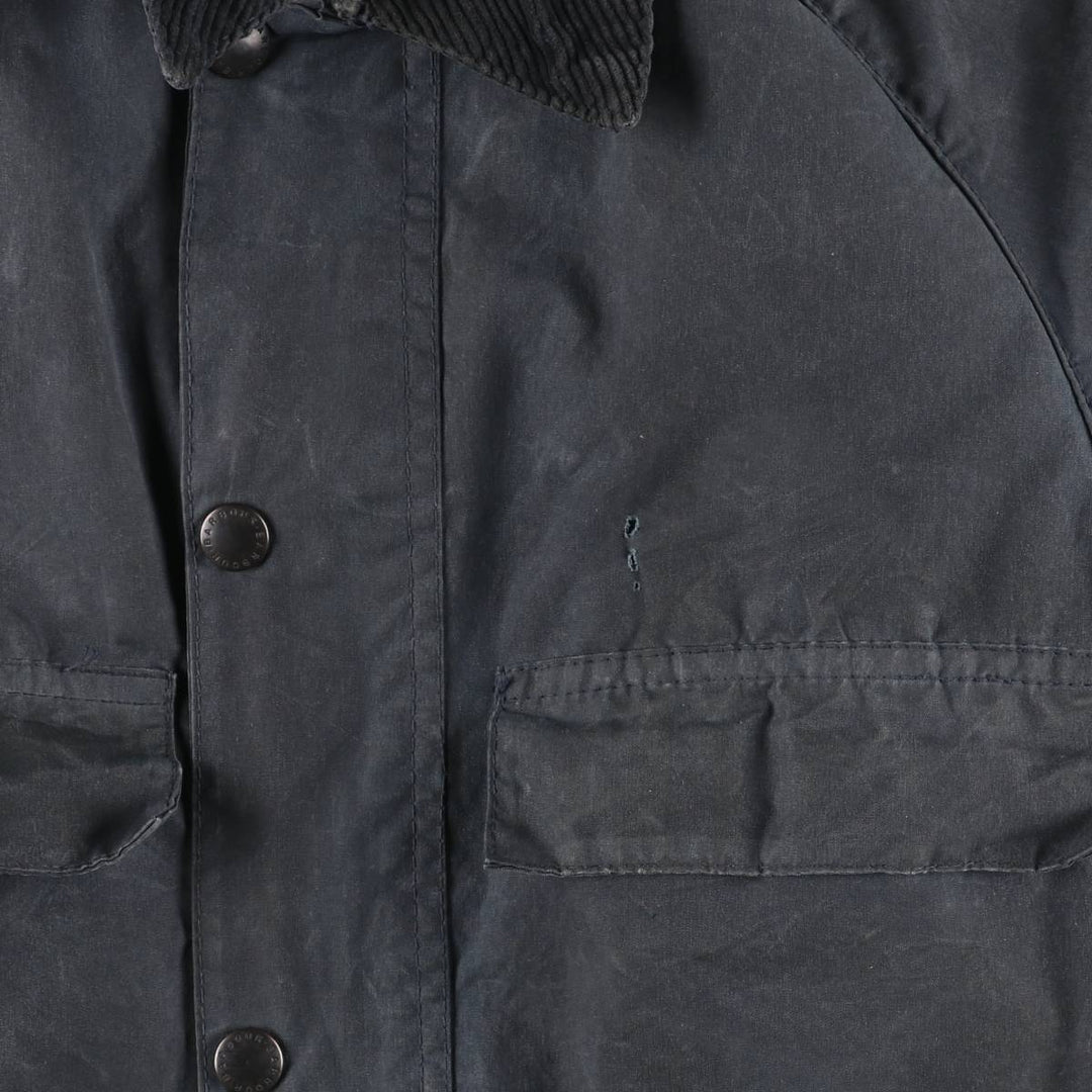 80s-90'S Barbour Bedale 3-Warrant Waxed Cotton Oiled Jacket, Made in England, Men's Size Small cotton navy blue type Vintage Second Hand