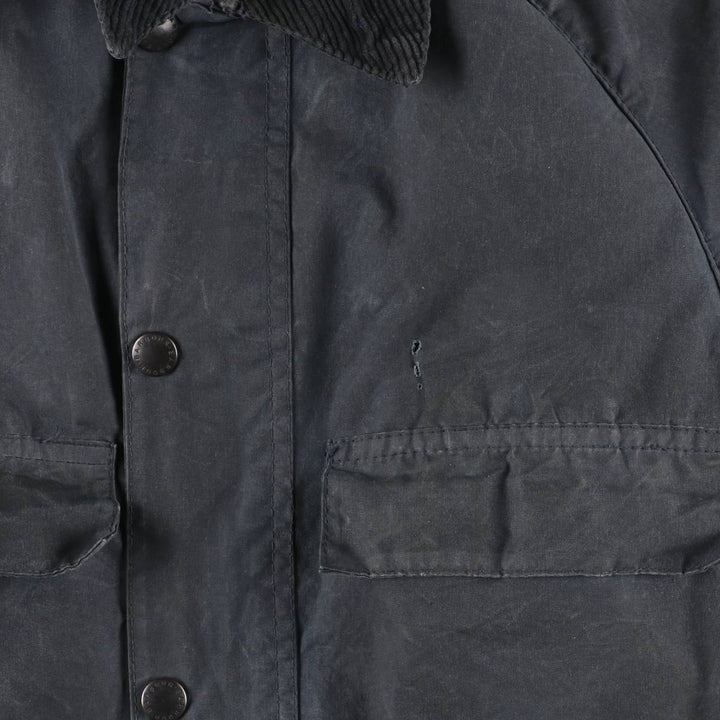 80s-90'S Barbour Bedale 3-Warrant Waxed Cotton Oiled Jacket, Made in England, Men's Size Small cotton navy blue type Vintage Second Hand