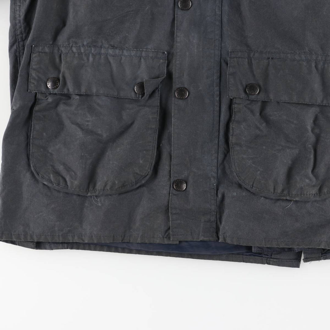 80s-90'S Barbour Bedale 3-Warrant Waxed Cotton Oiled Jacket, Made in England, Men's Size Small cotton navy blue type Vintage Second Hand