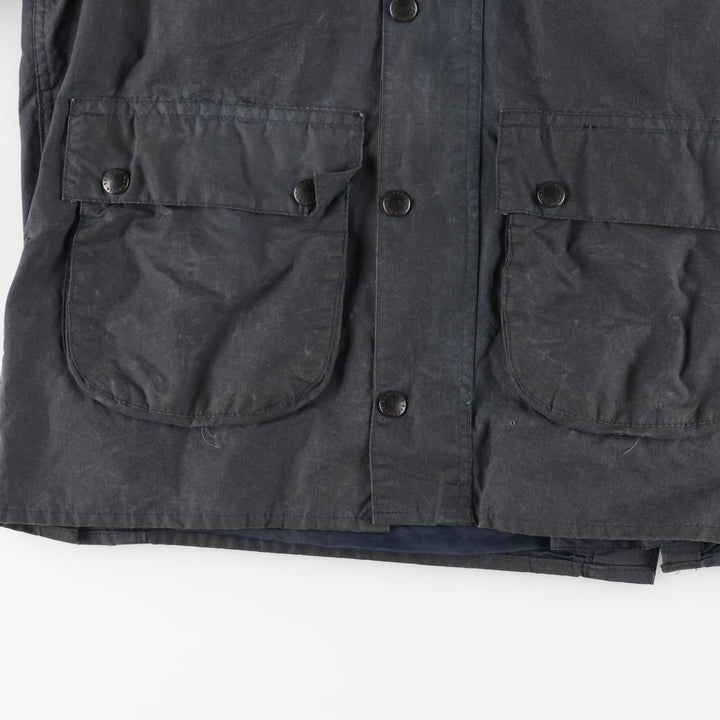 80s-90'S Barbour Bedale 3-Warrant Waxed Cotton Oiled Jacket, Made in England, Men's Size Small cotton navy blue type Vintage Second Hand