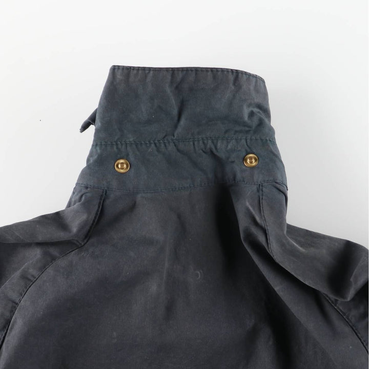 80s-90'S Barbour Bedale 3-Warrant Waxed Cotton Oiled Jacket, Made in England, Men's Size Small cotton navy blue type Vintage Second Hand