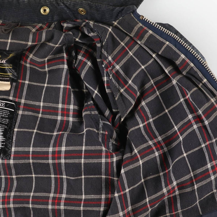 80s-90'S Barbour Bedale 3-Warrant Waxed Cotton Oiled Jacket, Made in England, Men's Size Small cotton navy blue type Vintage Second Hand
