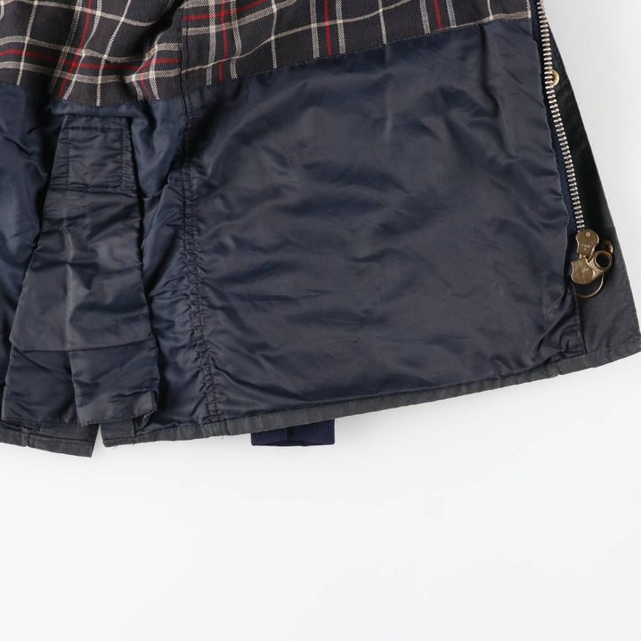 80s-90'S Barbour Bedale 3-Warrant Waxed Cotton Oiled Jacket, Made in England, Men's Size Small cotton navy blue type Vintage Second Hand