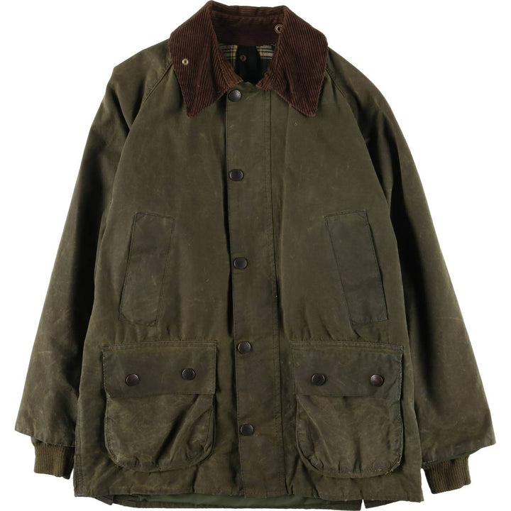 2000'S Barbour BEDALE 3 Warrant Waxed Cotton Oiled Jacket, Made in England, C34, Men's Size Small cotton Khaki type Vintage Second Hand