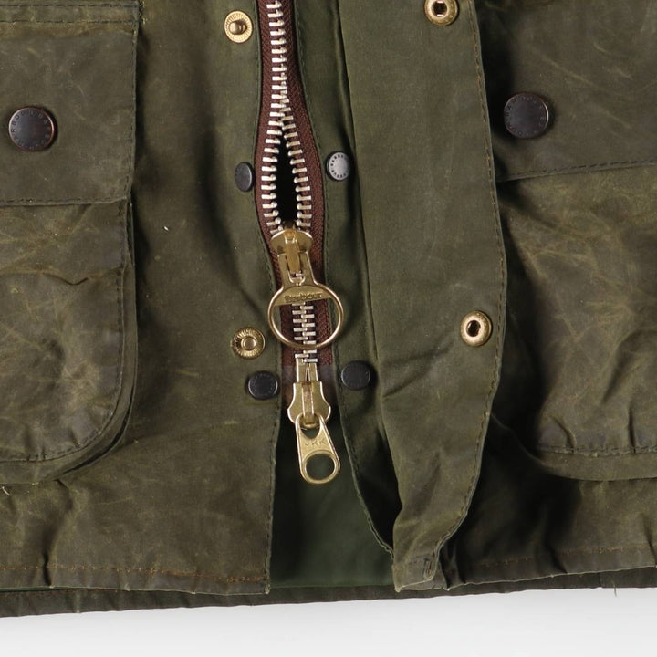 2000'S Barbour BEDALE 3 Warrant Waxed Cotton Oiled Jacket, Made in England, C34, Men's Size Small cotton Khaki type Vintage Second Hand