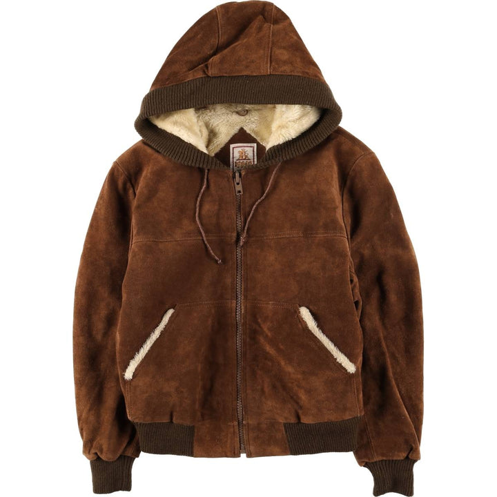 Baracuta Men's Vintage Padded Suede Leather Parka (Size L) Genuine Leather Suede Leather brown type Vintage Second Hand