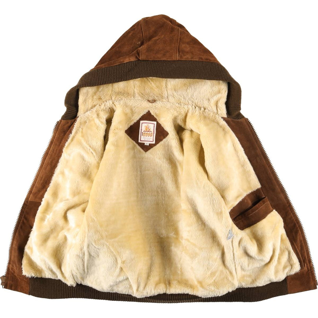 Baracuta Men's Vintage Padded Suede Leather Parka (Size L) Genuine Leather Suede Leather brown type Vintage Second Hand