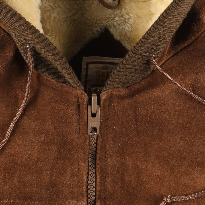 Baracuta Men's Vintage Padded Suede Leather Parka (Size L) Genuine Leather Suede Leather brown type Vintage Second Hand