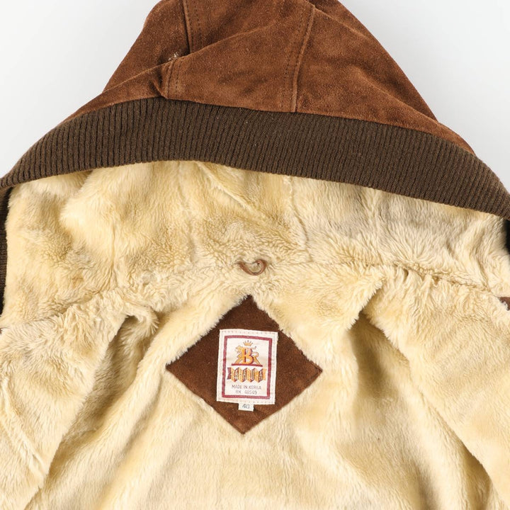 Baracuta Men's Vintage Padded Suede Leather Parka (Size L) Genuine Leather Suede Leather brown type Vintage Second Hand