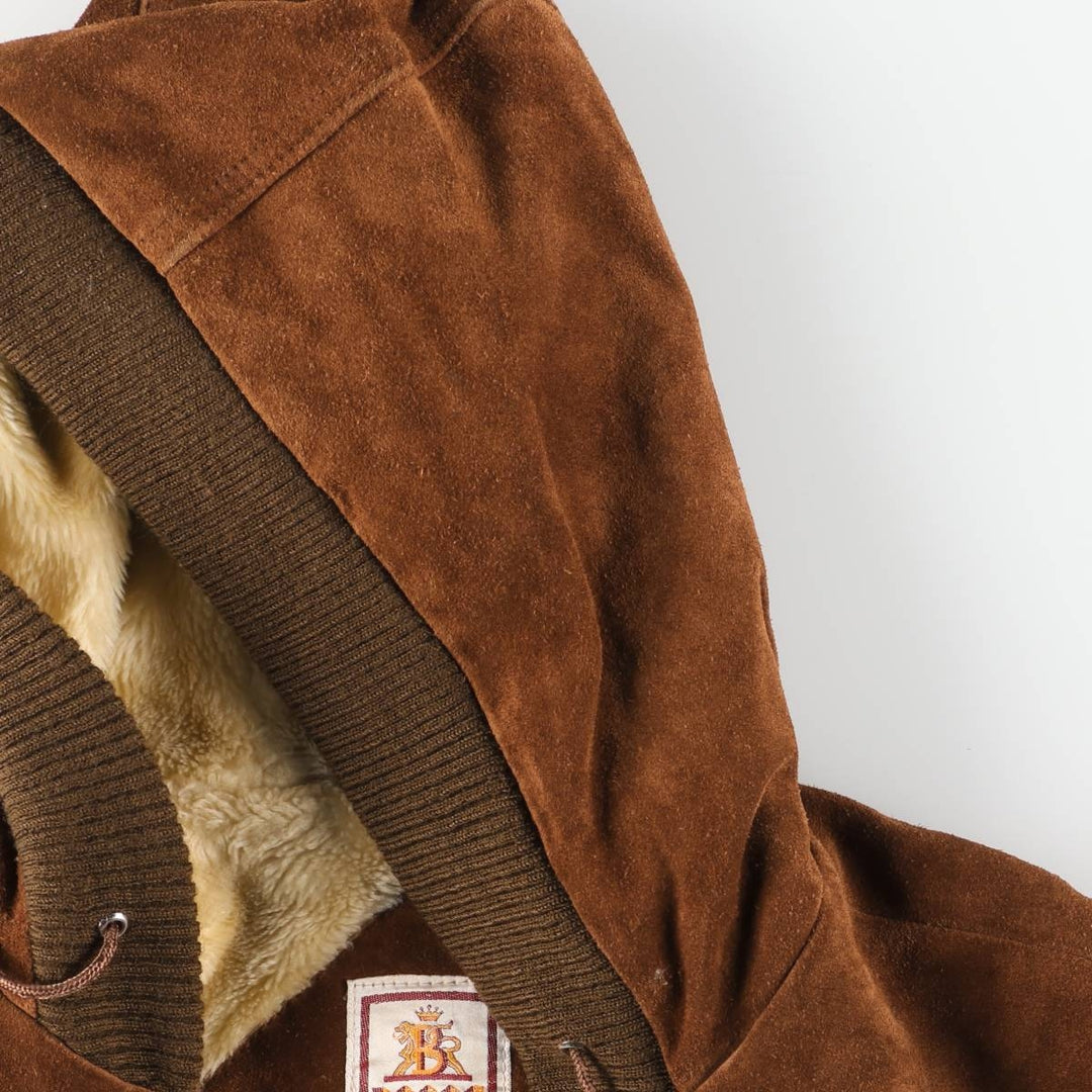 Baracuta Men's Vintage Padded Suede Leather Parka (Size L) Genuine Leather Suede Leather brown type Vintage Second Hand