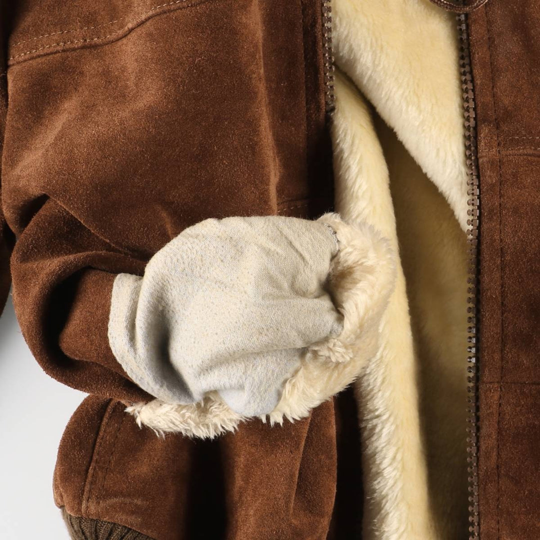 Baracuta Men's Vintage Padded Suede Leather Parka (Size L) Genuine Leather Suede Leather brown type Vintage Second Hand