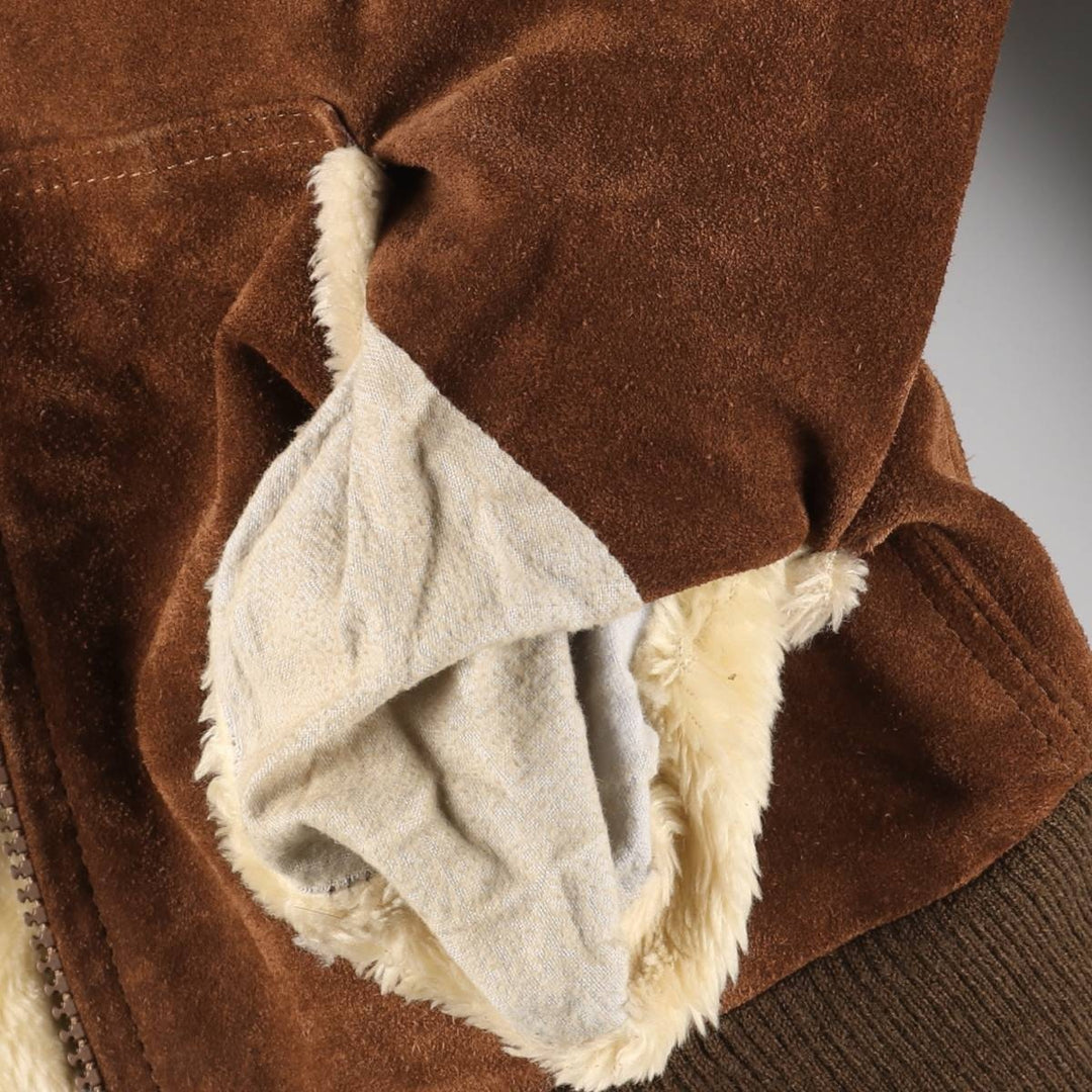 Baracuta Men's Vintage Padded Suede Leather Parka (Size L) Genuine Leather Suede Leather brown type Vintage Second Hand