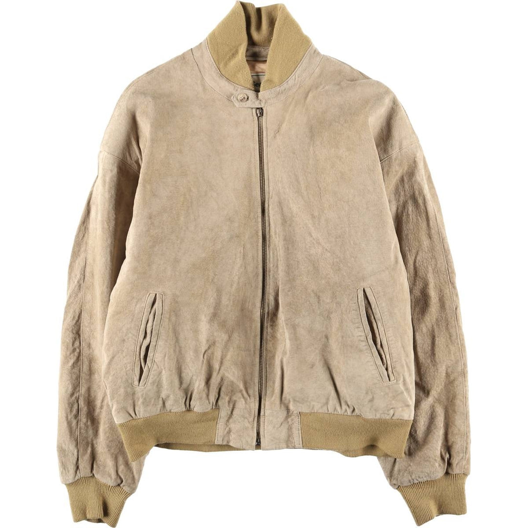 80s-90'S LLBean padded suede leather jacket, men's size XL Genuine Leather Suede Leather Beige type Vintage Second Hand