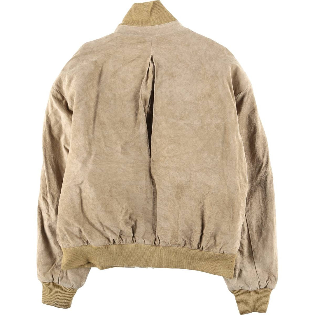 80s-90'S LLBean padded suede leather jacket, men's size XL Genuine Leather Suede Leather Beige type Vintage Second Hand