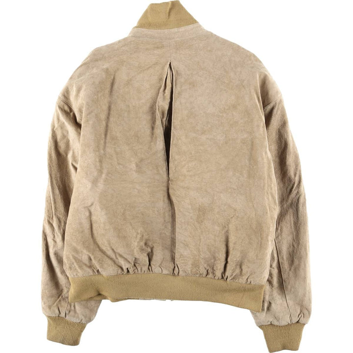 80s-90'S LLBean padded suede leather jacket, men's size XL Genuine Leather Suede Leather Beige type Vintage Second Hand