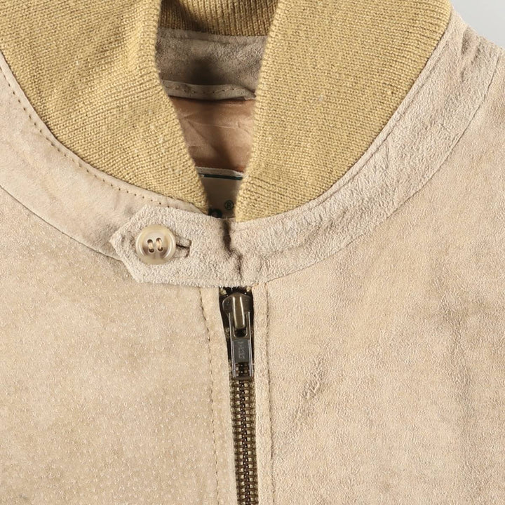 80s-90'S LLBean padded suede leather jacket, men's size XL Genuine Leather Suede Leather Beige type Vintage Second Hand