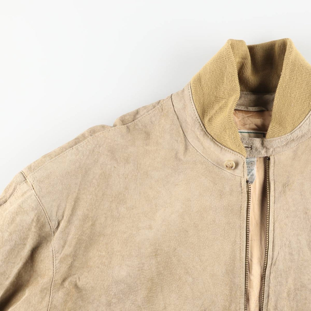 80s-90'S LLBean padded suede leather jacket, men's size XL Genuine Leather Suede Leather Beige type Vintage Second Hand