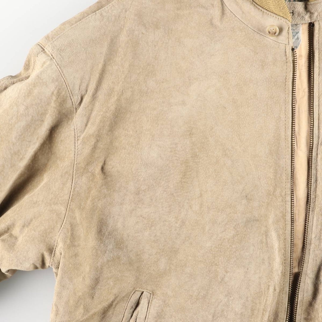 80s-90'S LLBean padded suede leather jacket, men's size XL Genuine Leather Suede Leather Beige type Vintage Second Hand
