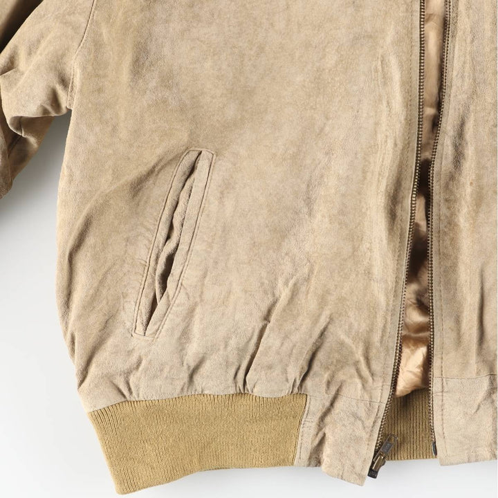 80s-90'S LLBean padded suede leather jacket, men's size XL Genuine Leather Suede Leather Beige type Vintage Second Hand