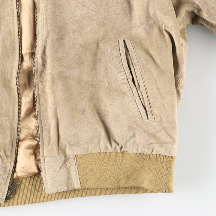 80s-90'S LLBean padded suede leather jacket, men's size XL Genuine Leather Suede Leather Beige type Vintage Second Hand