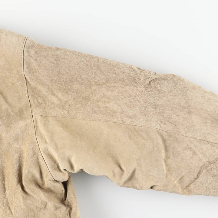 80s-90'S LLBean padded suede leather jacket, men's size XL Genuine Leather Suede Leather Beige type Vintage Second Hand