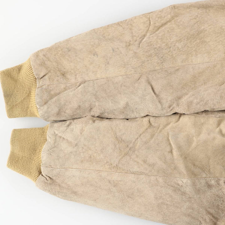 80s-90'S LLBean padded suede leather jacket, men's size XL Genuine Leather Suede Leather Beige type Vintage Second Hand