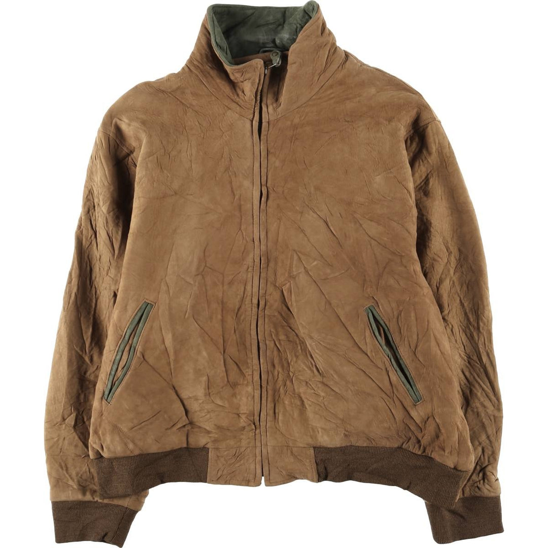 80s-90'S LL Bean Suede Leather Jacket, Made in USA, Women's Size XL (Equivalent), Vintage Genuine Leather Suede Leather brown type Vintage Second Hand