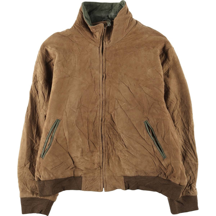 80s-90'S LL Bean Suede Leather Jacket, Made in USA, Women's Size XL (Equivalent), Vintage Genuine Leather Suede Leather brown type Vintage Second Hand