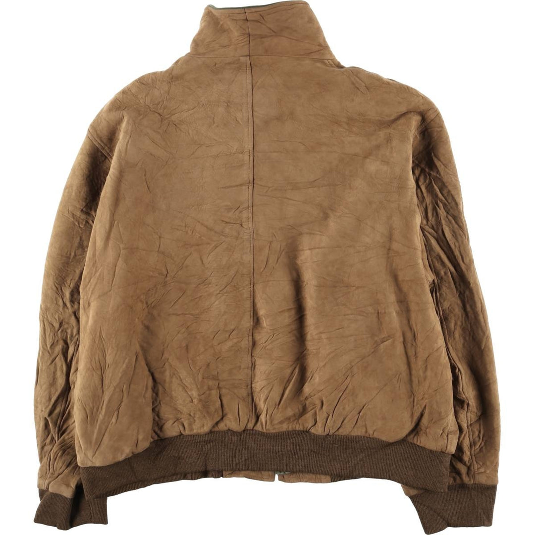 80s-90'S LL Bean Suede Leather Jacket, Made in USA, Women's Size XL (Equivalent), Vintage Genuine Leather Suede Leather brown type Vintage Second Hand