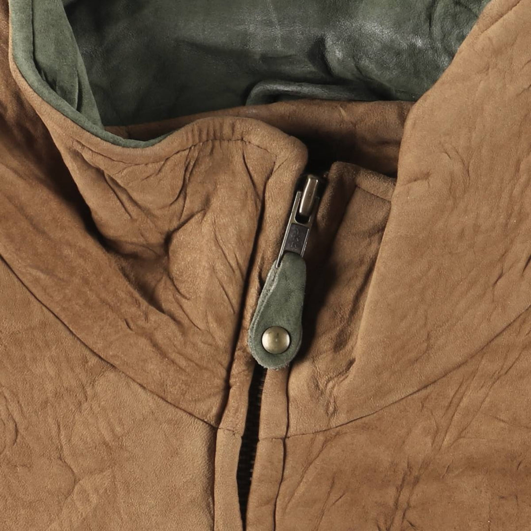 80s-90'S LL Bean Suede Leather Jacket, Made in USA, Women's Size XL (Equivalent), Vintage Genuine Leather Suede Leather brown type Vintage Second Hand