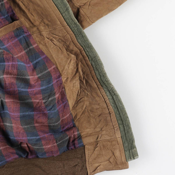 80s-90'S LL Bean Suede Leather Jacket, Made in USA, Women's Size XL (Equivalent), Vintage Genuine Leather Suede Leather brown type Vintage Second Hand