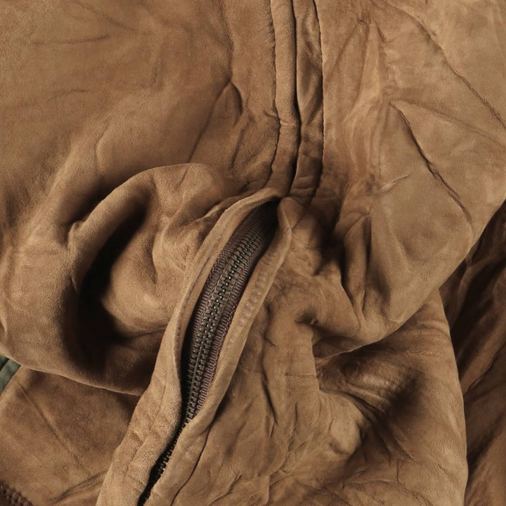 80s-90'S LL Bean Suede Leather Jacket, Made in USA, Women's Size XL (Equivalent), Vintage Genuine Leather Suede Leather brown type Vintage Second Hand