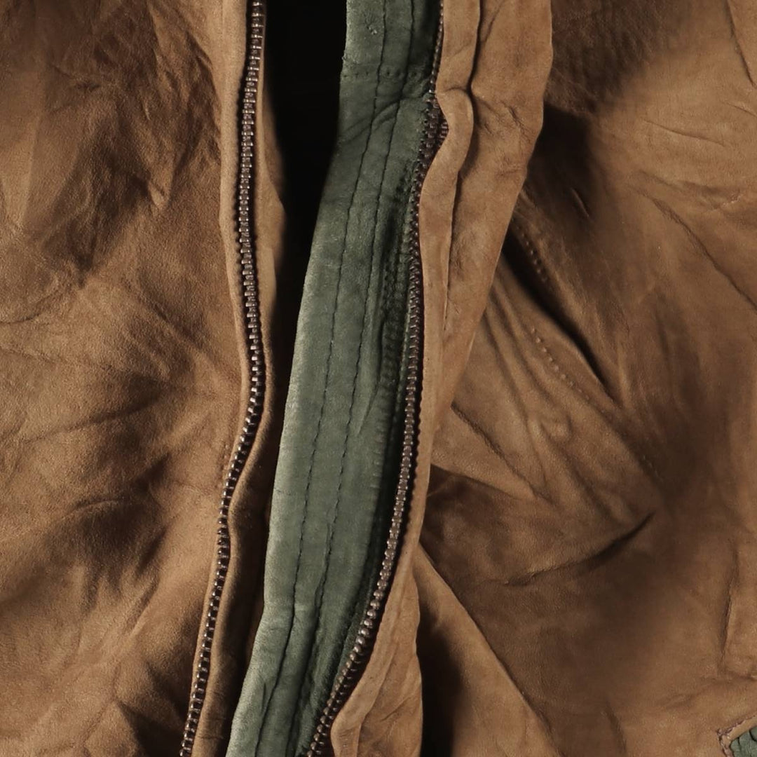 80s-90'S LL Bean Suede Leather Jacket, Made in USA, Women's Size XL (Equivalent), Vintage Genuine Leather Suede Leather brown type Vintage Second Hand