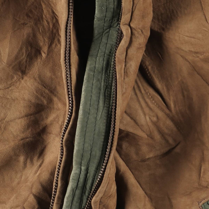 80s-90'S LL Bean Suede Leather Jacket, Made in USA, Women's Size XL (Equivalent), Vintage Genuine Leather Suede Leather brown type Vintage Second Hand