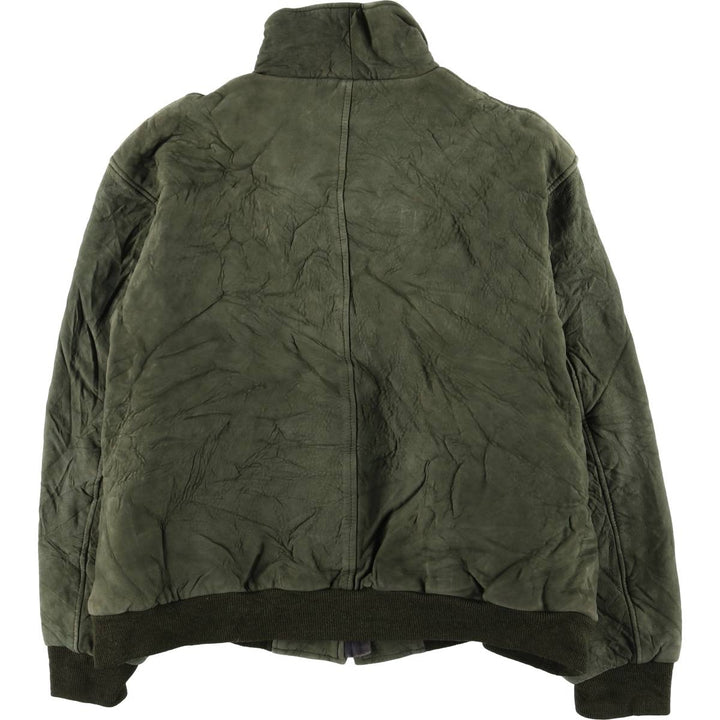 90'S LLBean padded suede leather jacket, made in the USA, women's size XL, vintage Genuine suede leather Khaki type Vintage Second Hand