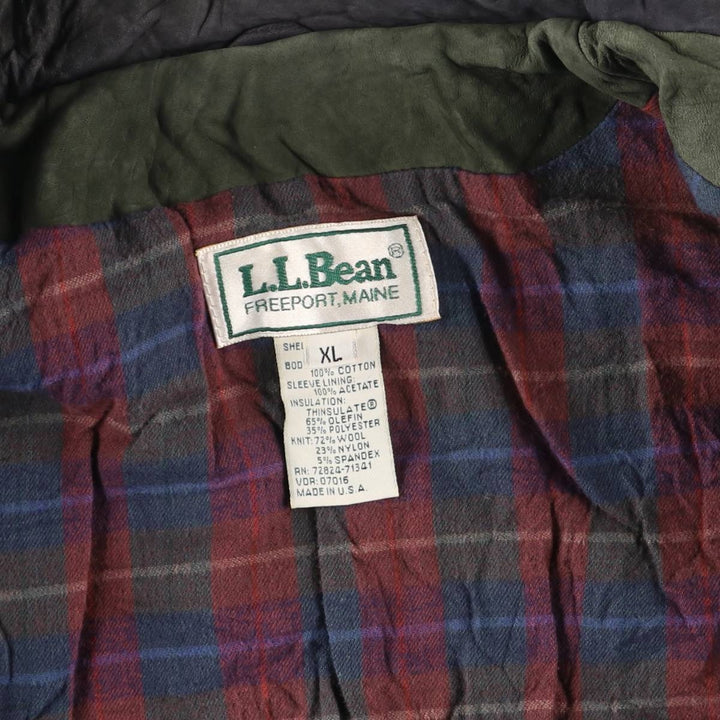90'S LLBean padded suede leather jacket, made in the USA, women's size XL, vintage Genuine suede leather Khaki type Vintage Second Hand