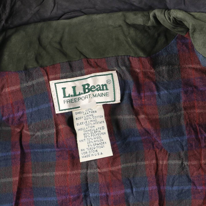 90'S LLBean padded suede leather jacket, made in the USA, women's size XL, vintage Genuine suede leather Khaki type Vintage Second Hand