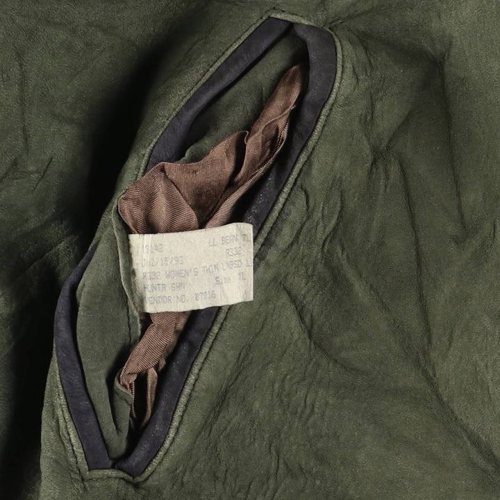 90'S LLBean padded suede leather jacket, made in the USA, women's size XL, vintage Genuine suede leather Khaki type Vintage Second Hand