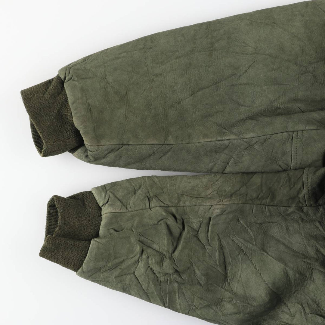90'S LLBean padded suede leather jacket, made in the USA, women's size XL, vintage Genuine suede leather Khaki type Vintage Second Hand