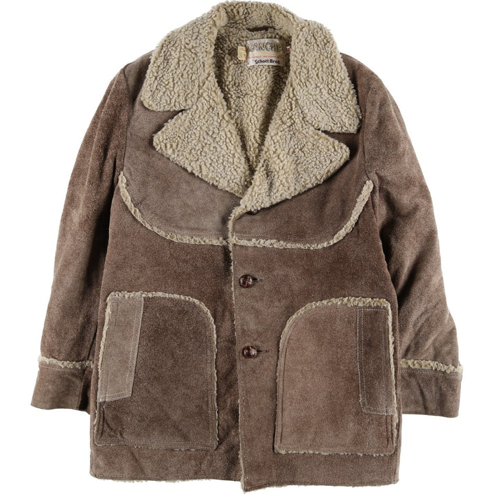 1970'S Schott Rancher suede jacket, men's size L, vintage Genuine Leather Cowhide Suede Leather brown type Vintage Second Hand