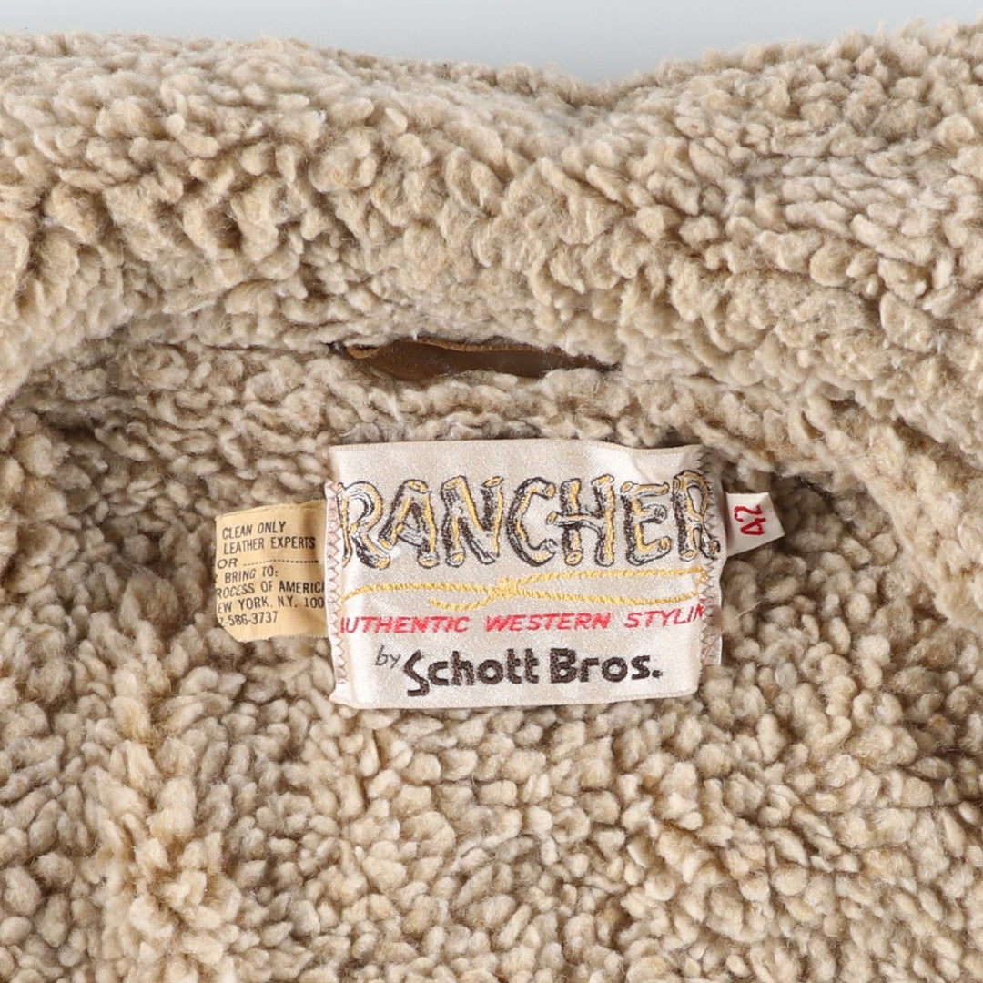 1970'S Schott Rancher suede jacket, men's size L, vintage Genuine Leather Cowhide Suede Leather brown type Vintage Second Hand