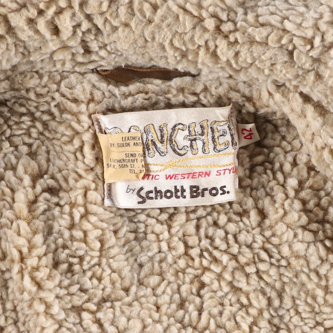 1970'S Schott Rancher suede jacket, men's size L, vintage Genuine Leather Cowhide Suede Leather brown type Vintage Second Hand