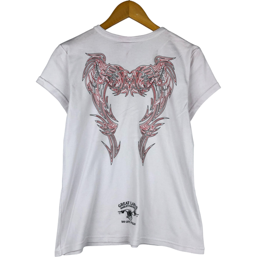 2000'S Harley-Davidson Tribal Motorcycle T-Shirt, Made in USA, Women's Size XL cotton white type Vintage Second Hand