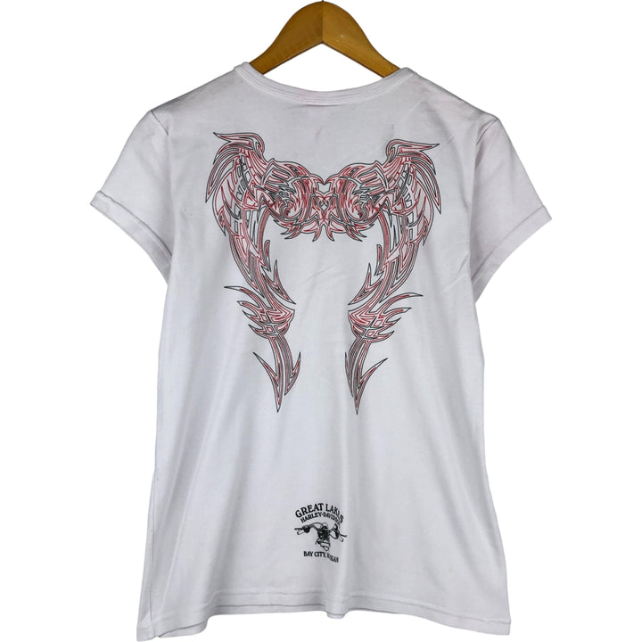 2000'S Harley-Davidson Tribal Motorcycle T-Shirt, Made in USA, Women's Size XL cotton white type Vintage Second Hand