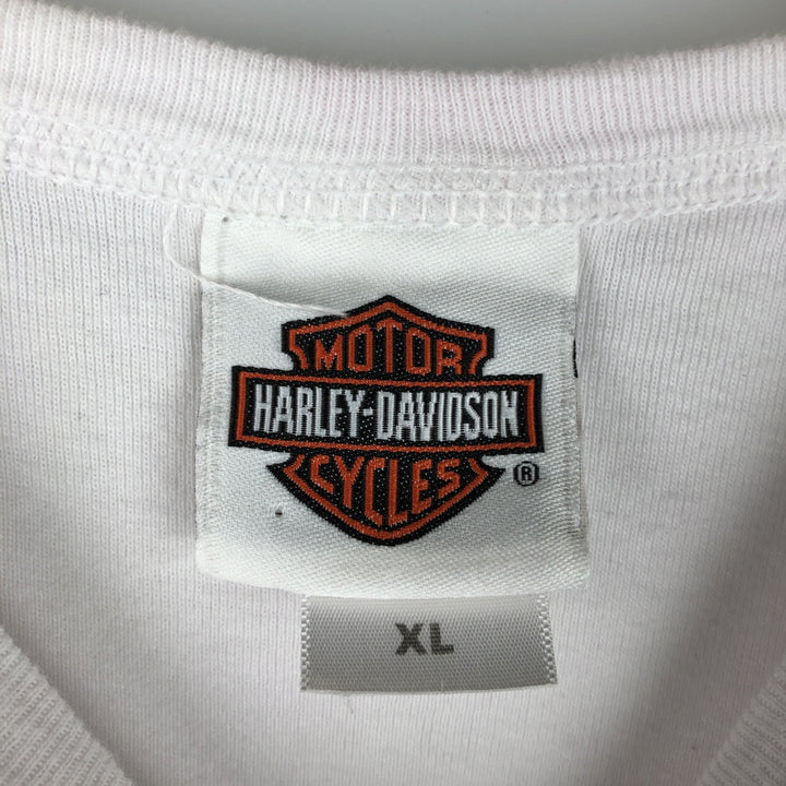 2000'S Harley-Davidson Tribal Motorcycle T-Shirt, Made in USA, Women's Size XL cotton white type Vintage Second Hand