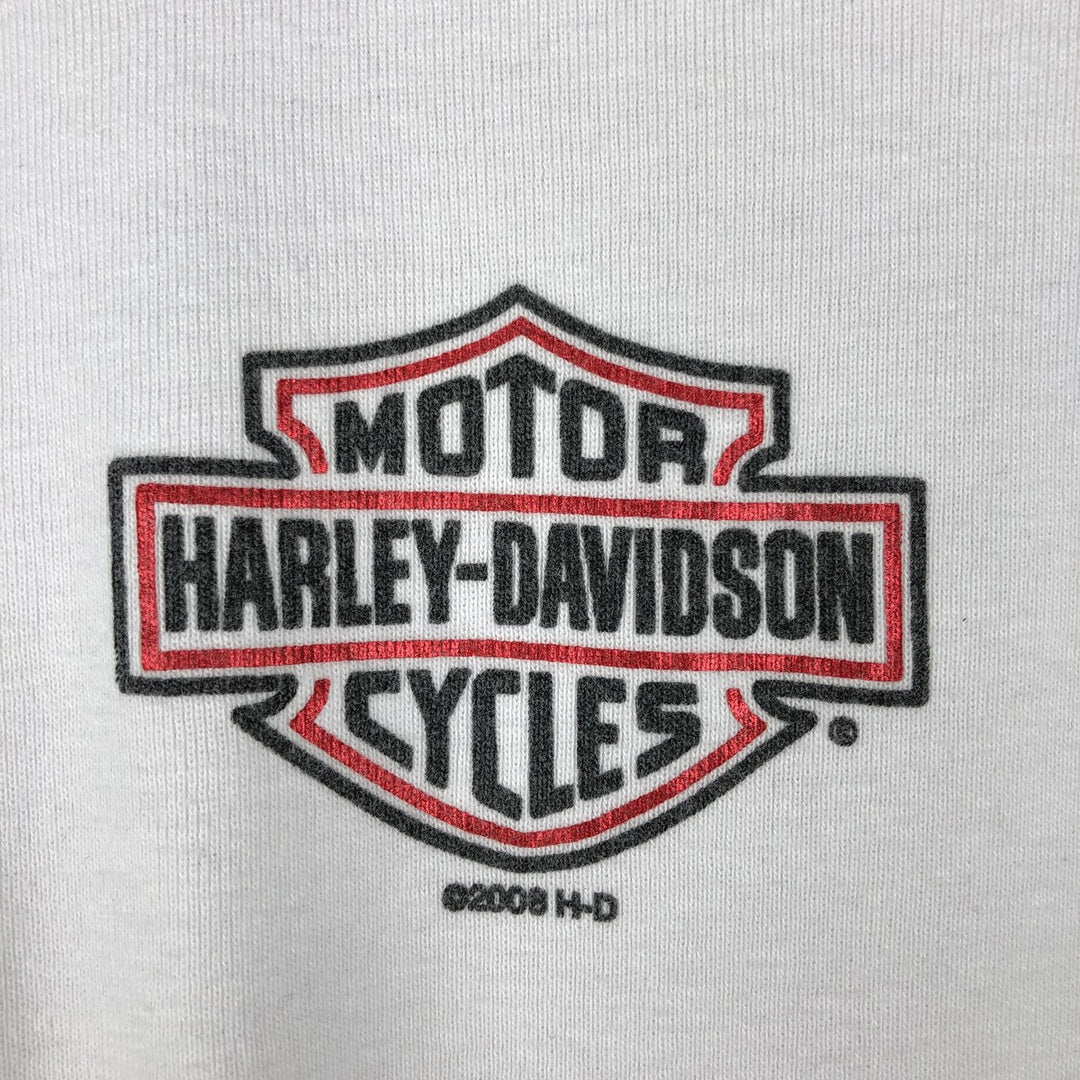 2000'S Harley-Davidson Tribal Motorcycle T-Shirt, Made in USA, Women's Size XL cotton white type Vintage Second Hand