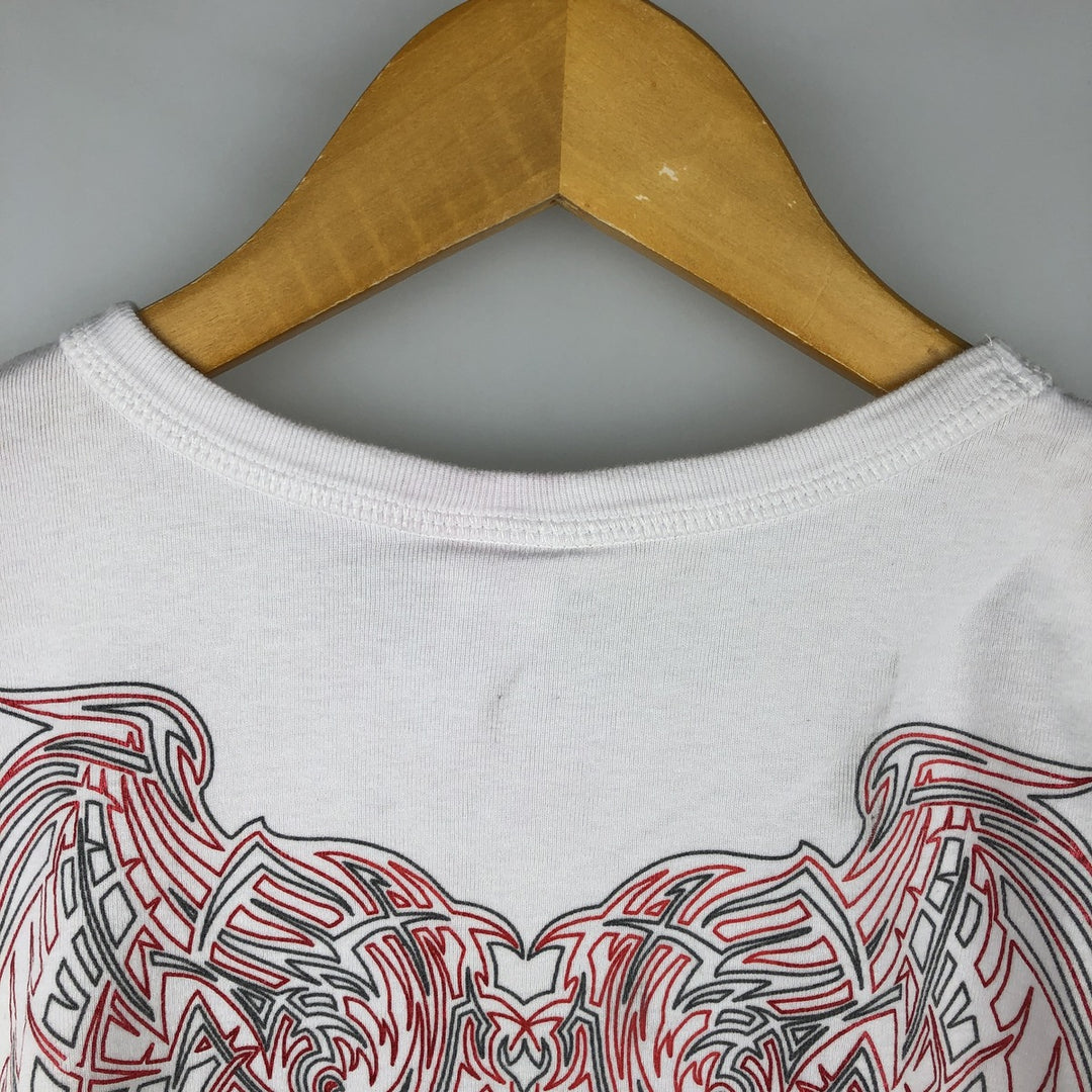 2000'S Harley-Davidson Tribal Motorcycle T-Shirt, Made in USA, Women's Size XL cotton white type Vintage Second Hand