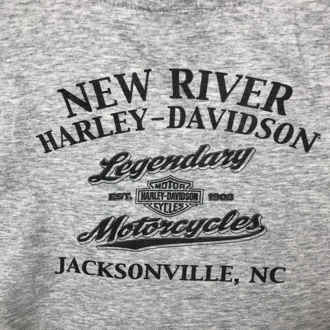 Harley-Davidson V-neck motorcycle bike T-shirt for women, size L cotton gray type Vintage Second Hand