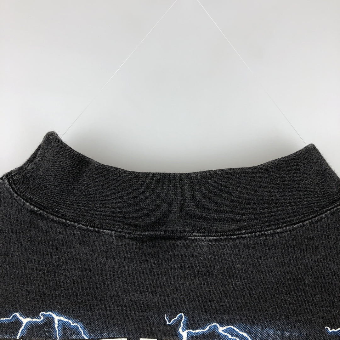 90'S Harley-Davidson Eagle Pattern Thunder Mock Neck Motorcycle Long Sleeve T-Shirt, Women's, Size L cotton black type Vintage Second Hand