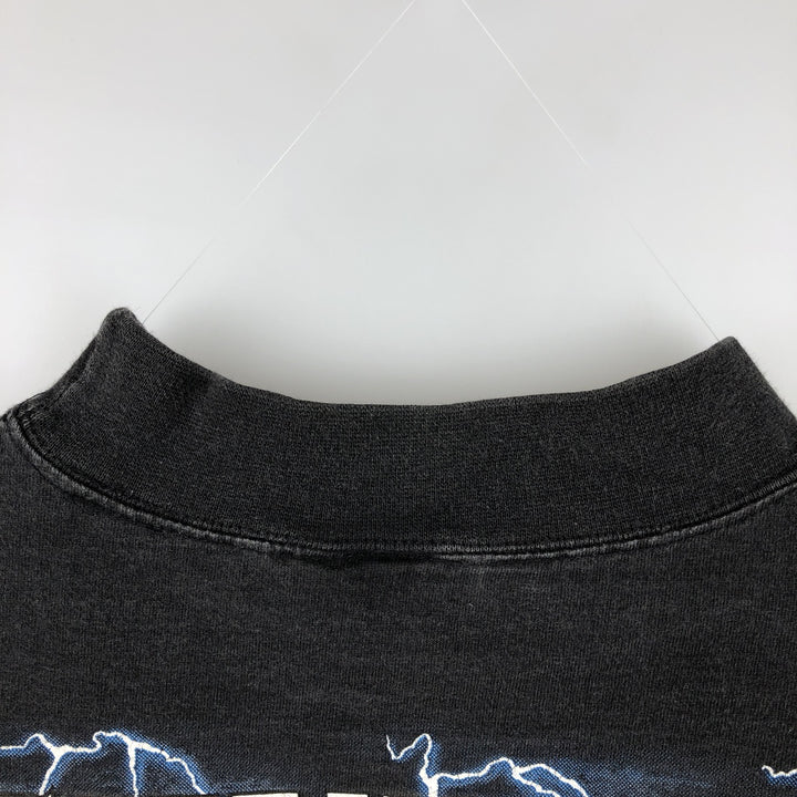 90'S Harley-Davidson Eagle Pattern Thunder Mock Neck Motorcycle Long Sleeve T-Shirt, Women's, Size L cotton black type Vintage Second Hand